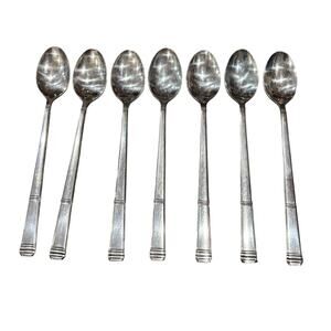NORTHLAND Damascus Iced Tea Spoons Stainless Vintage Set of 7 KOREA 7.5"
